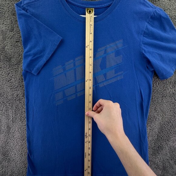 Nike Small Athletic Cut Blue Short Sleeve T Shirt Cotton Pullover Adult W/ Logo - Picture 2 of 13